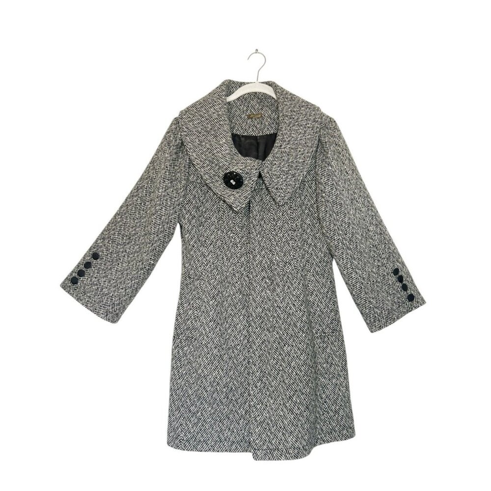 Wild Honey Women's 3/4 Sleeve Tweed Coat in Black / White - Sz S/M